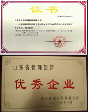 西宁变压器厂家优秀管理企业证书